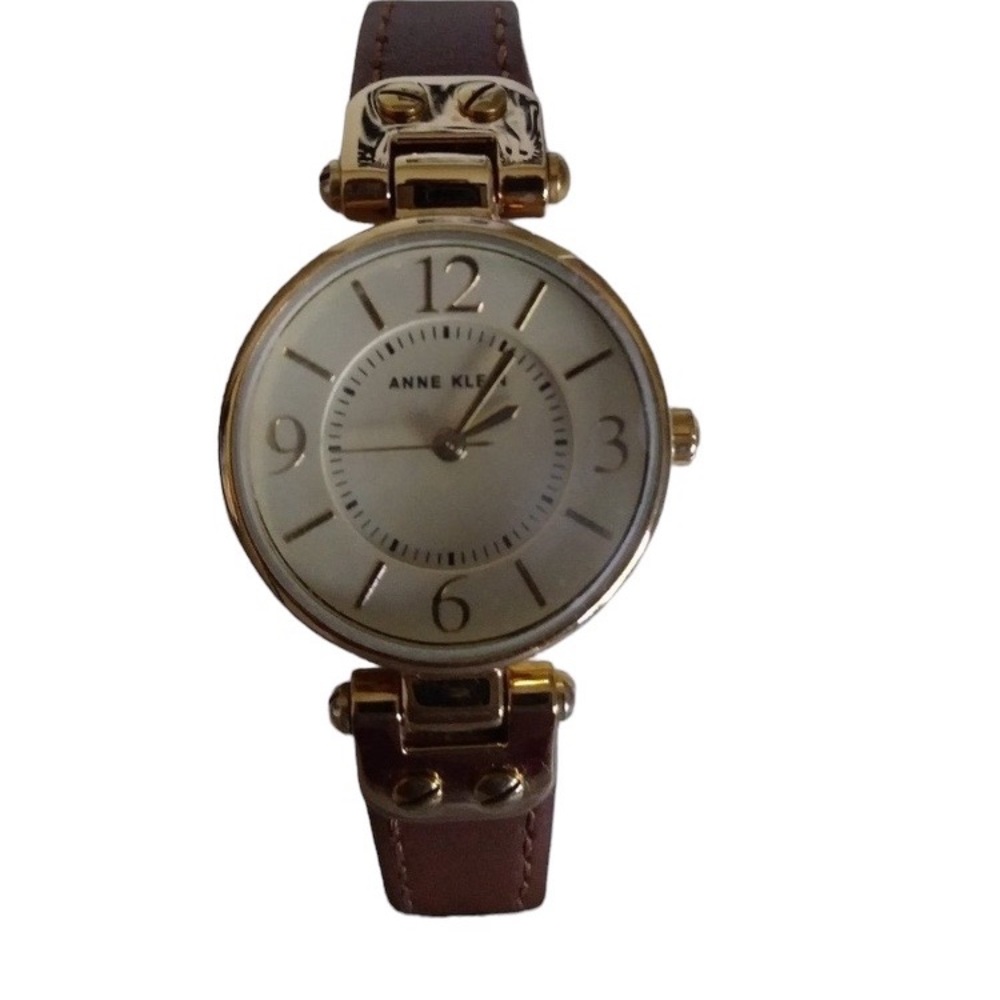 ANNE KLEIN Brown Leather Strap Watch